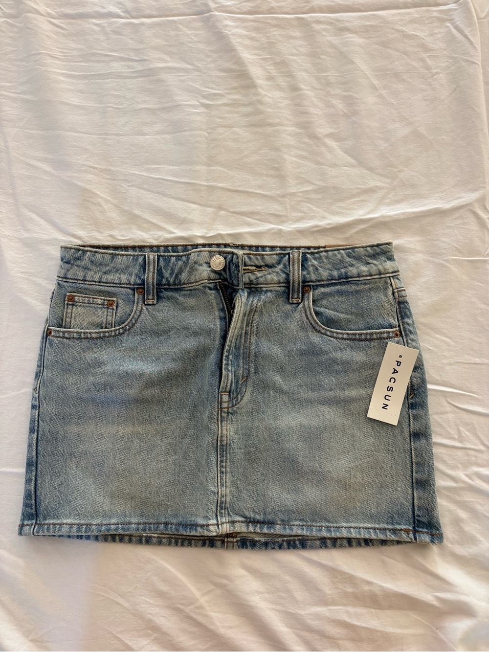 PacSun Washed Denim Mini Skirt in Light Blue